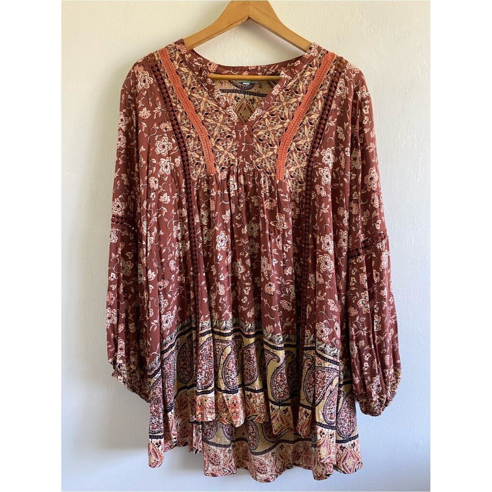 NWOT Boho Peasant balloon long Sleeve Top Size L